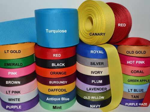 3/8", 5/8", 7/8", 1.5" Grosgrain Ribbon  5 Yards of 1 Color Solid Bulk Wholesale - Picture 1 of 5