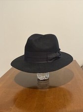 Womens Black Wool Panama Hat Black Ribbon Trim Bow