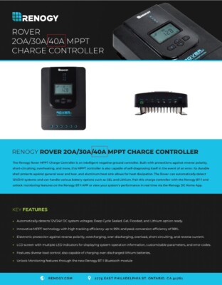 Renogy RNG-CTRL-RVR40-BT 40A Solar Charge Controller NEW