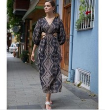 Zara Midi Dress With Cutout Embroidery Black White Size S Small 3347/994 New