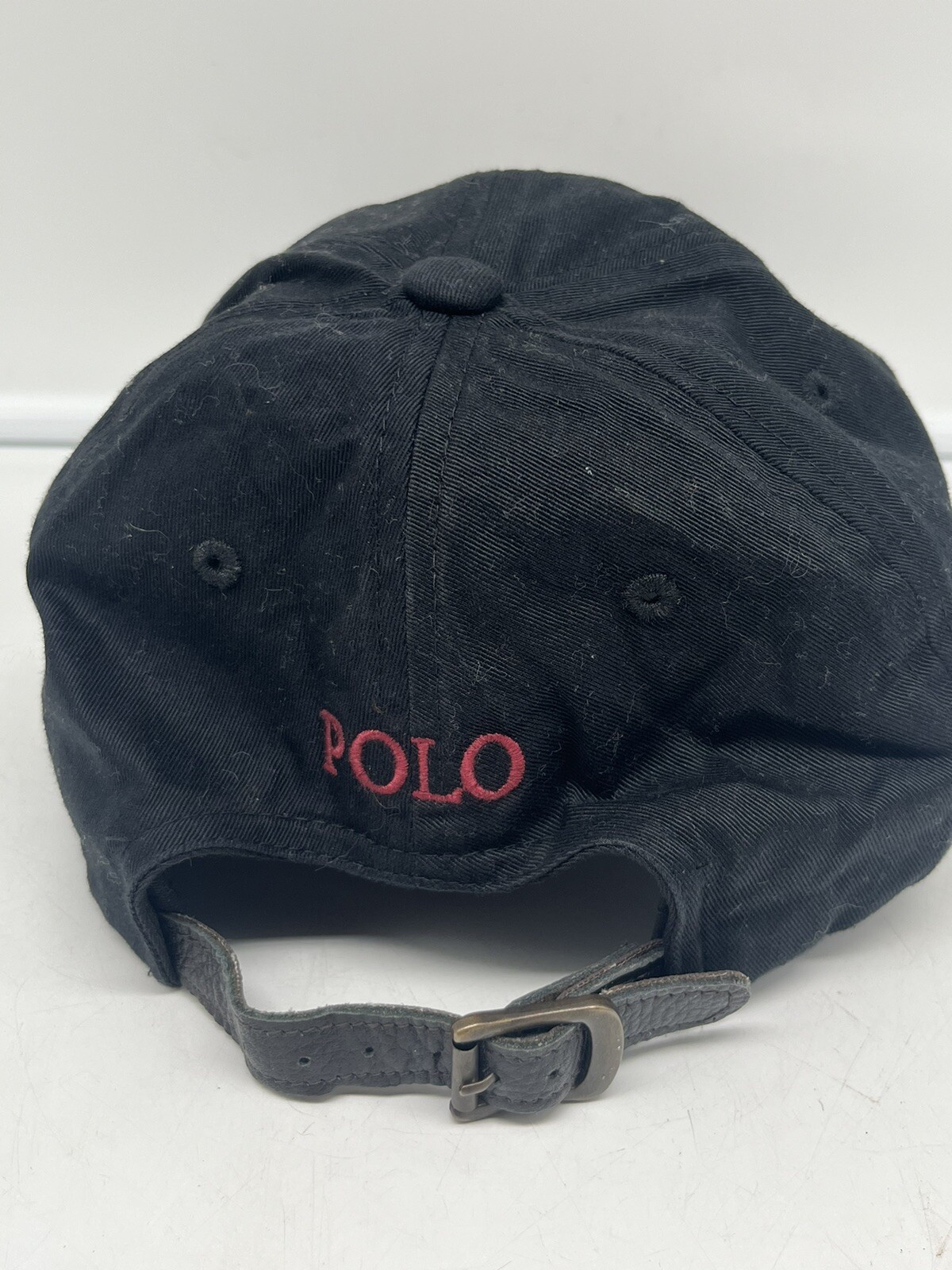 Polo Raph Lauren Cappello Berretto Cinturino Schiena Adulto Taglia Unica Nero Rosso Pony