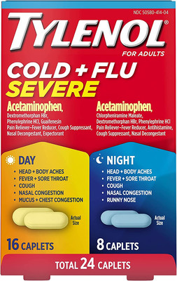 Cold + Flu Severe Day & Night Caplets for Fever, Pain, Cough & Congestion Rel...