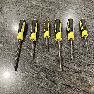 Snap-on sgdx60bhv 6 pc screwdriver set in hi viz yellow 3 flat, 3