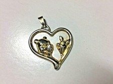 sterling silver disney vinnie pooh/piglet heart pendent