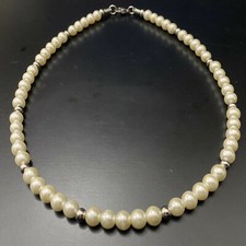 Collana perle bianche da donna uomo in acciaio inox catenina girocollo  di con
