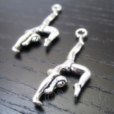 Gymnast Dancer 30mm Antiqued Silver Plated Charms C4570 - 10, 20 Or 50PCs