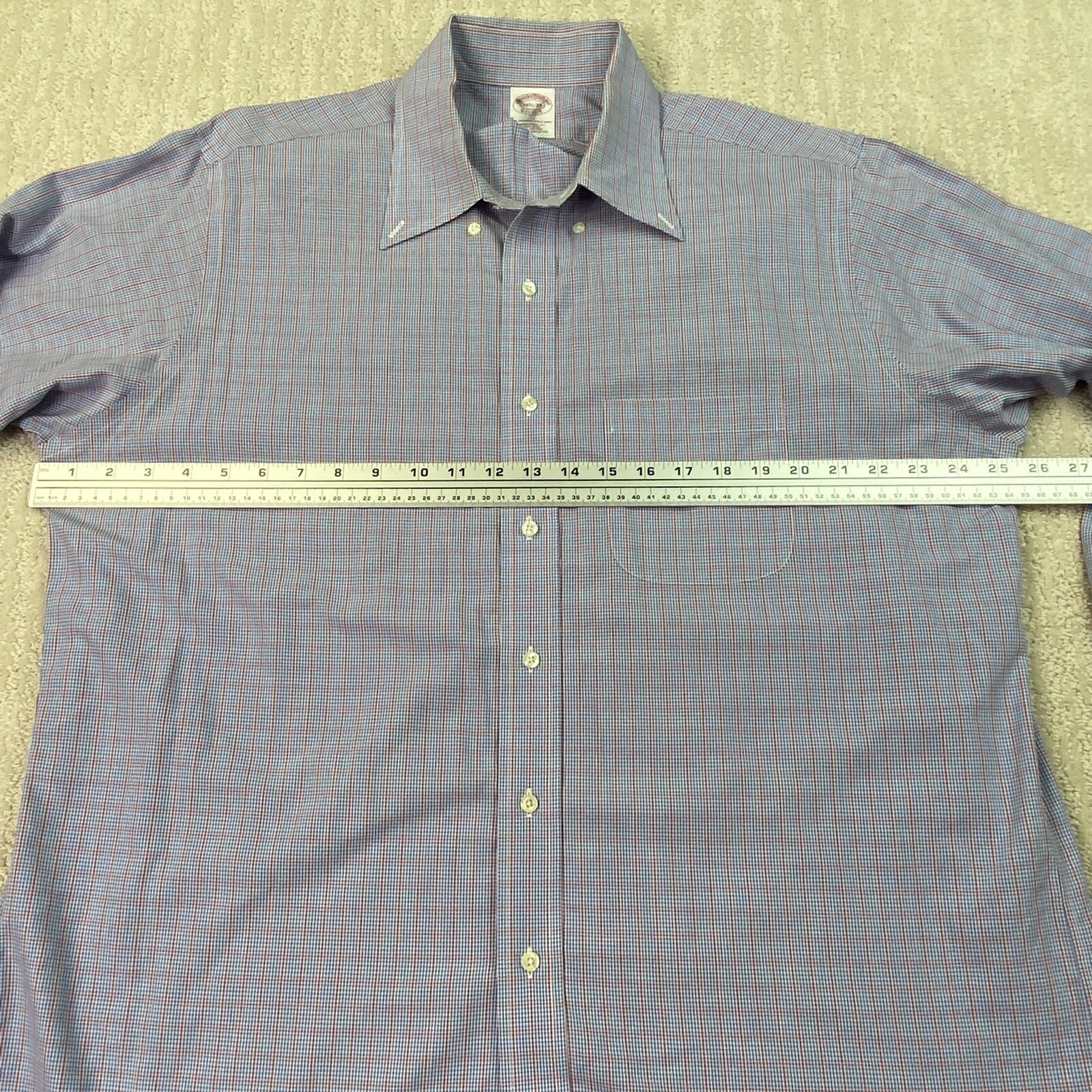 Brooks Brothers Button Down Shirt Adult Blue Yellow Check Size 16.5 - 33* thumbnail 6