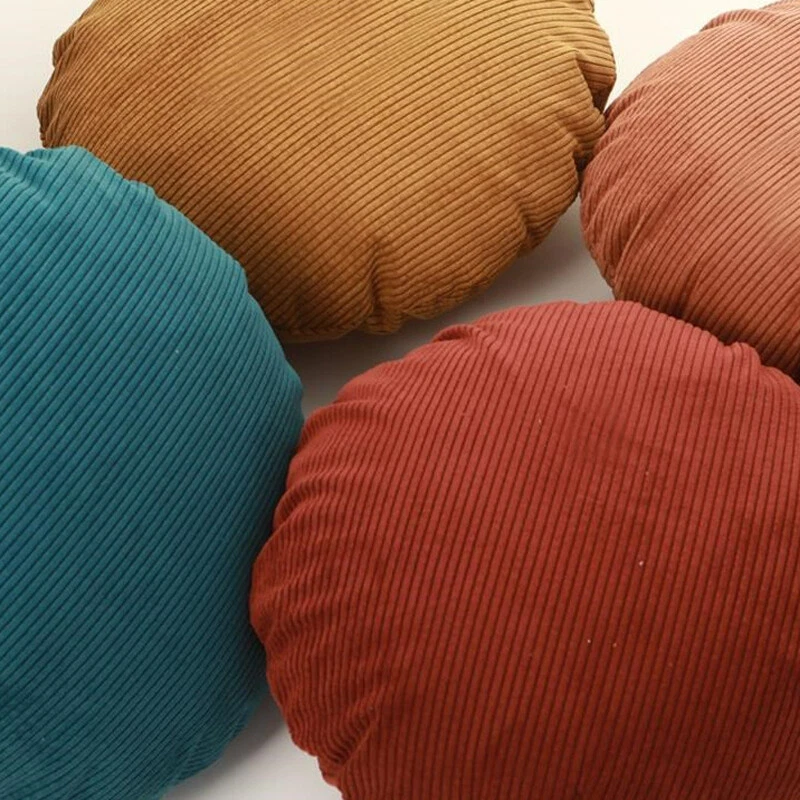 Funda de cojín redonda de pana círculo suave sensación cintura funda de almohada sofá decoración del hogar Foto 3 de 4