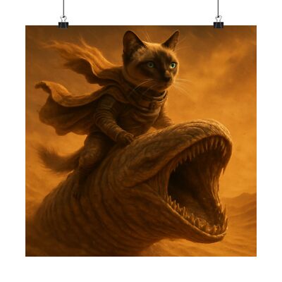 New Wall Art Poster Feline Cat Sandworm Rider Movie Art