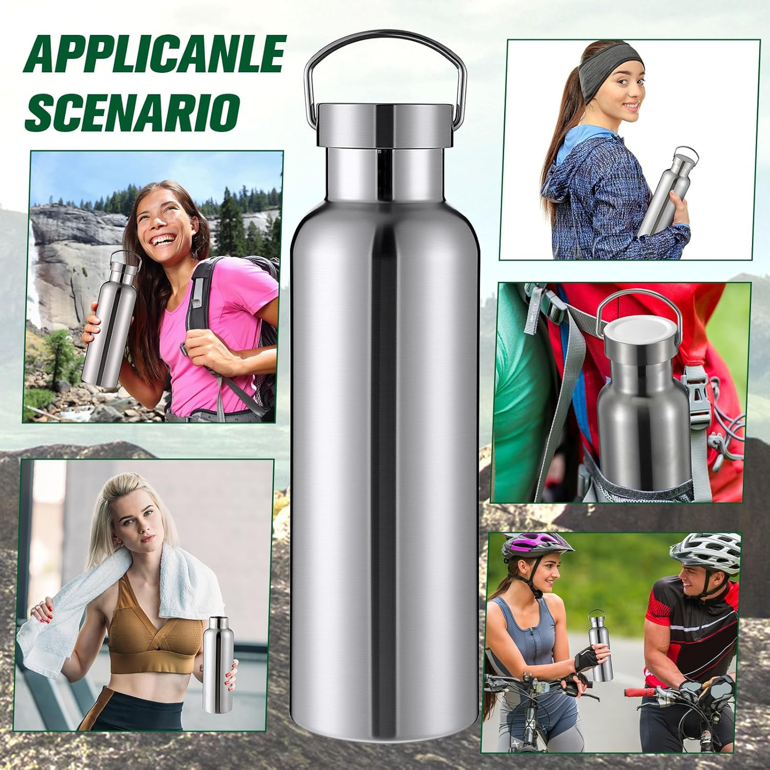 17Oz Stainless Steel Insulated Water Bottles - 10 Pack Leakproof Silver