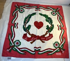 MOSCHINO CHEAP and CHIC In Love We Trust 25" Silk Scarf New With Tags