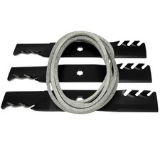 48" Mower Maintenance Kit 3 Blades and Belt For John Deere D140 D150 LA130 LA140