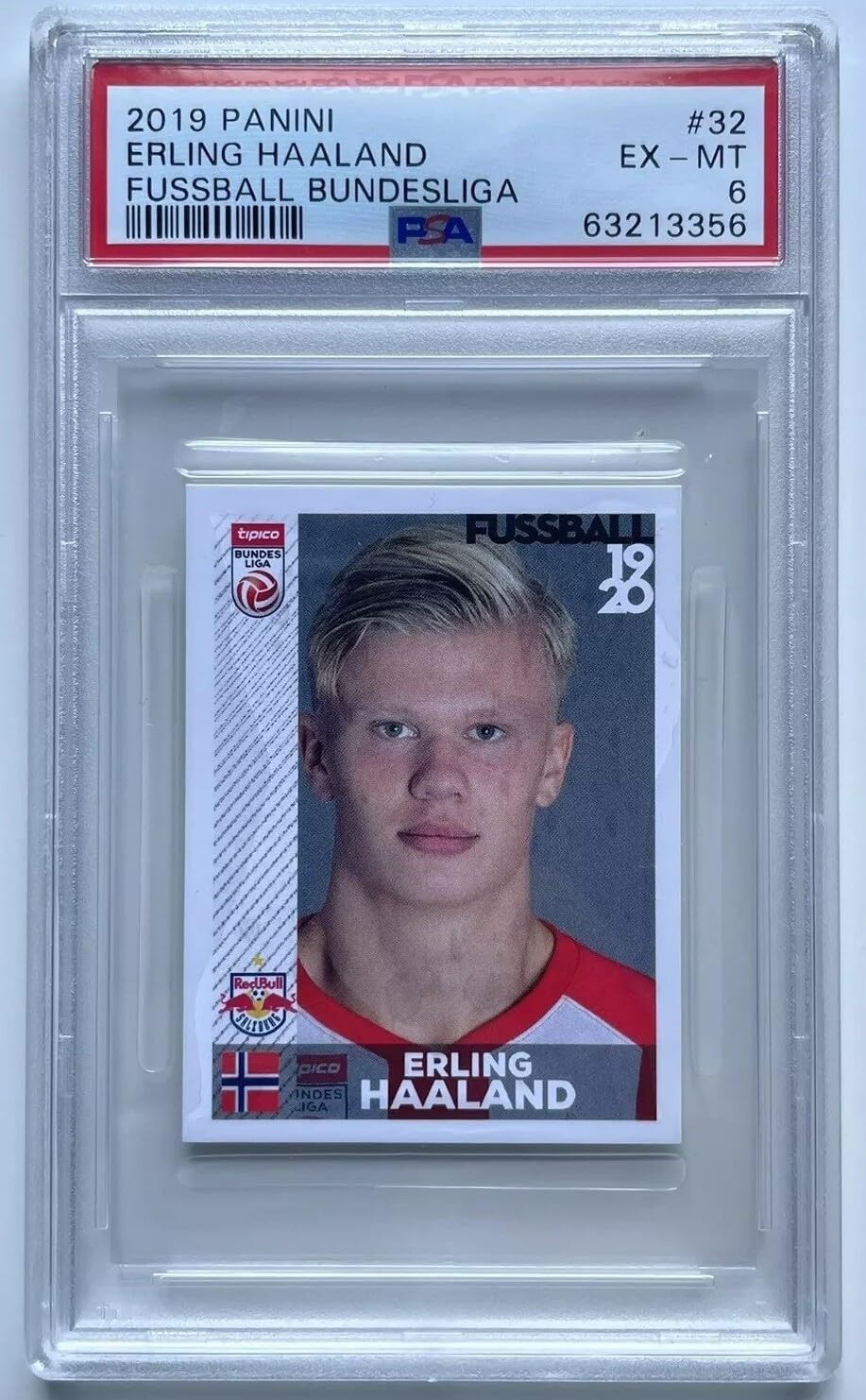 Erling Haaland 2019 Panini Fussball Bundesliga Soccer Rookie Card #32 PSA 6