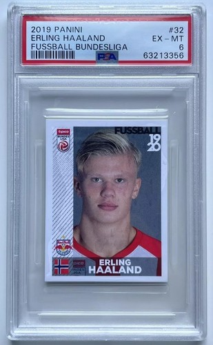Erling Haaland 2019 Panini Fussball Bundesliga Soccer Rookie Card #32 PSA 6