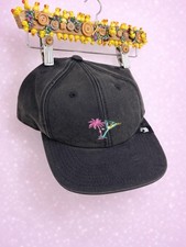Men's Black Baseball Cap with Pink Palm & Neon Martini Embroidery