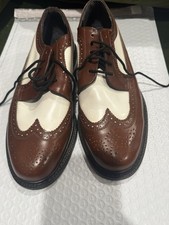 Brentano Spectator Leather Matte Brown and White Two-Tone Wingtip Tuxedo Shoes
