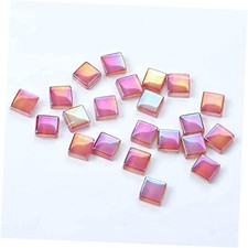 BestTeam Mixed Color Crystal Mosaic Tiles,200pcs/bag Square Glass Mosaic Pink