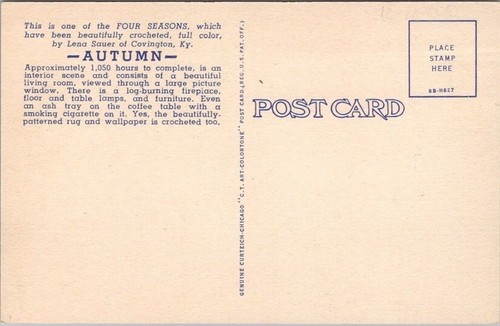 Postal de lino COVINGTON Kentucky OTOÑO/4 estaciones artesanías de crotchet / Lena Sauer - Imagen 2 de 2