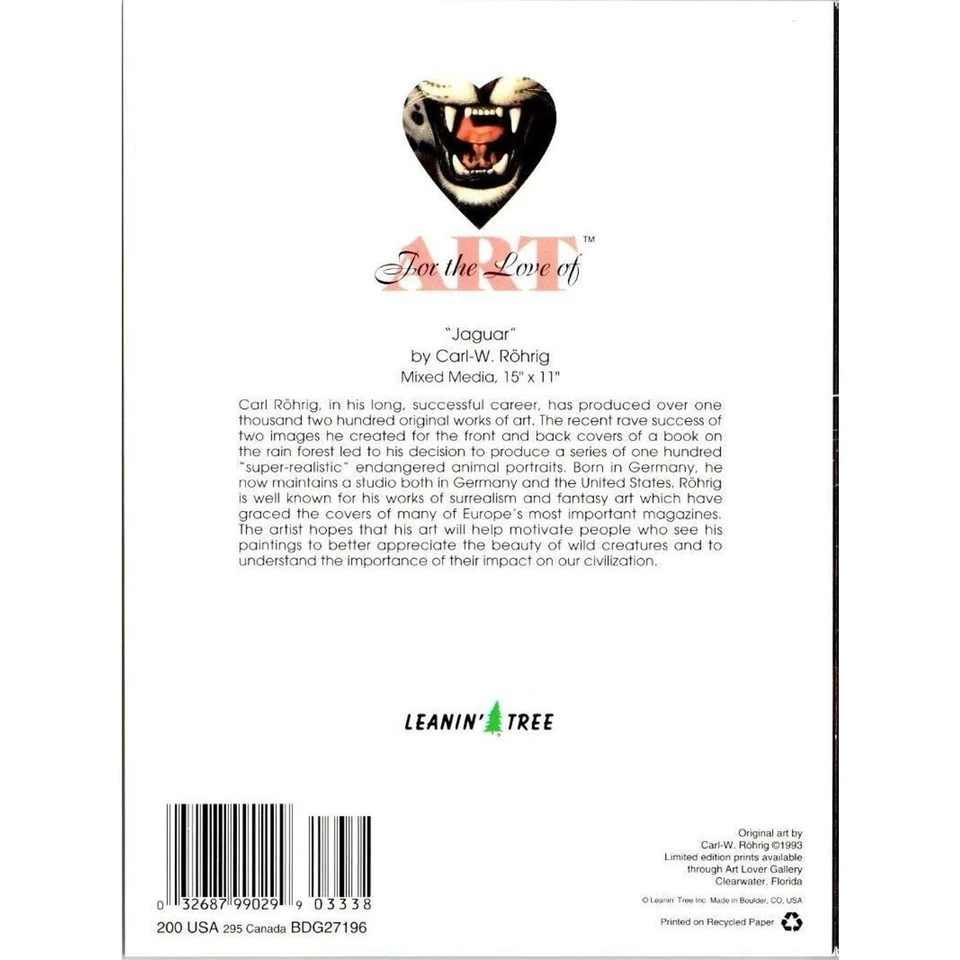 Leanin Tree Greeting Card Happy Birthday "Jaguar" by Carl-W Rohrig - Image 3 of 3