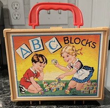 Vintage 1960 Hermann Eichhorn Wooden Blocks ABC, Numbers, Fairy Tales  Case