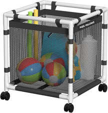 Pool Storage Bin 45 Gallon Mesh Organizer for Floats Noodles Toys Towels Garden