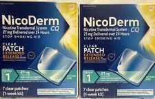 NicoDerm CQ Nicotine Stop Smoking Aid,2 Packs(7 Claer Patches Each)Exp:04/26  up