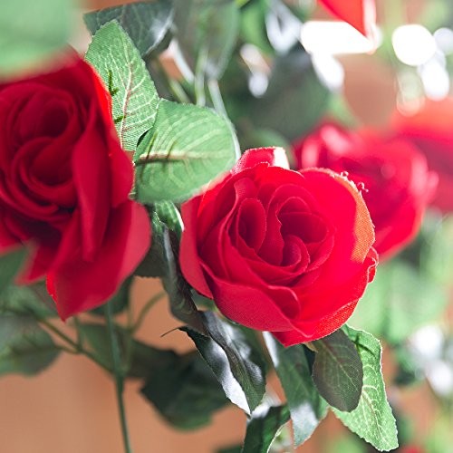 4er Pack 32FT Rot Blumengirlande Rose Blume Banner Künstlich Ästhetisch - Bild 8 von 8