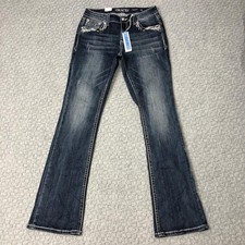 Grace in LA Jeans Womens 29 Blue Easy Fit Bootcut Embellished Rhinestone Denim