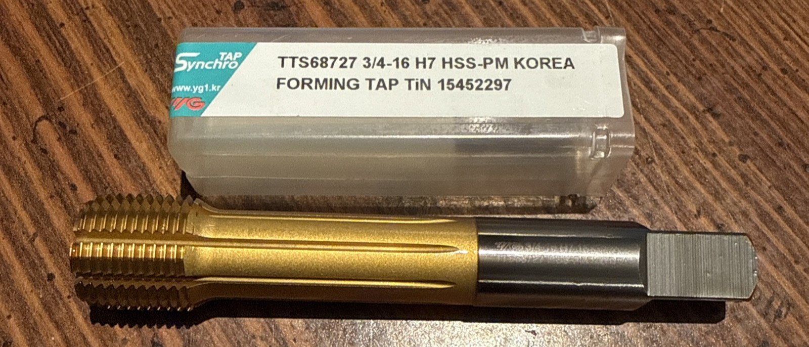 YG-1 3/4" - 16 TiN High Speed Steel Modified Bottoming Thread Forming