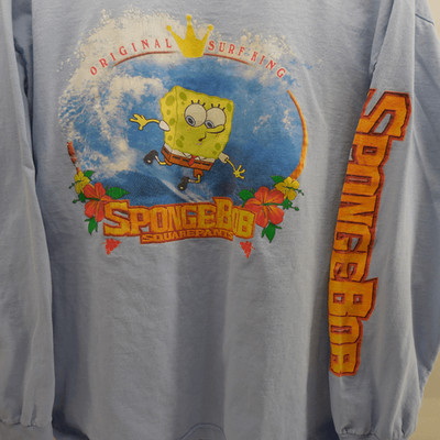 Spongebob Squarepants Vtg 2001 Long Sleeve Hit Shirt Size XL Surf King Blue USA