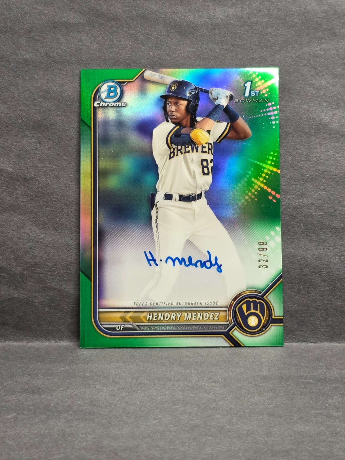HENDRY MENDEZ - 2022 Bowman Chrome True Green Refractor 1st Auto /99