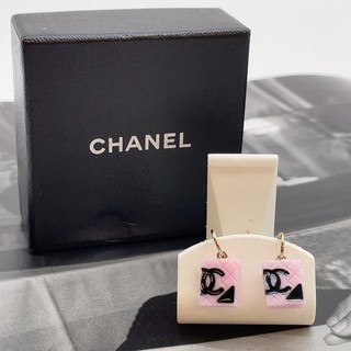 Orecchini pendenti originali Chanel rosa CC nero linea Cambon 05C con scatola SK080065