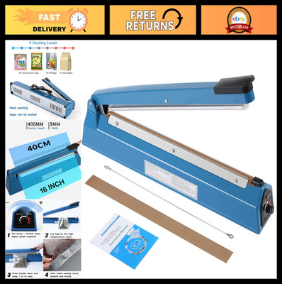 16'' Manual Impulse Heat Sealer for Plastic Bags - Food Storage, Extra Element In