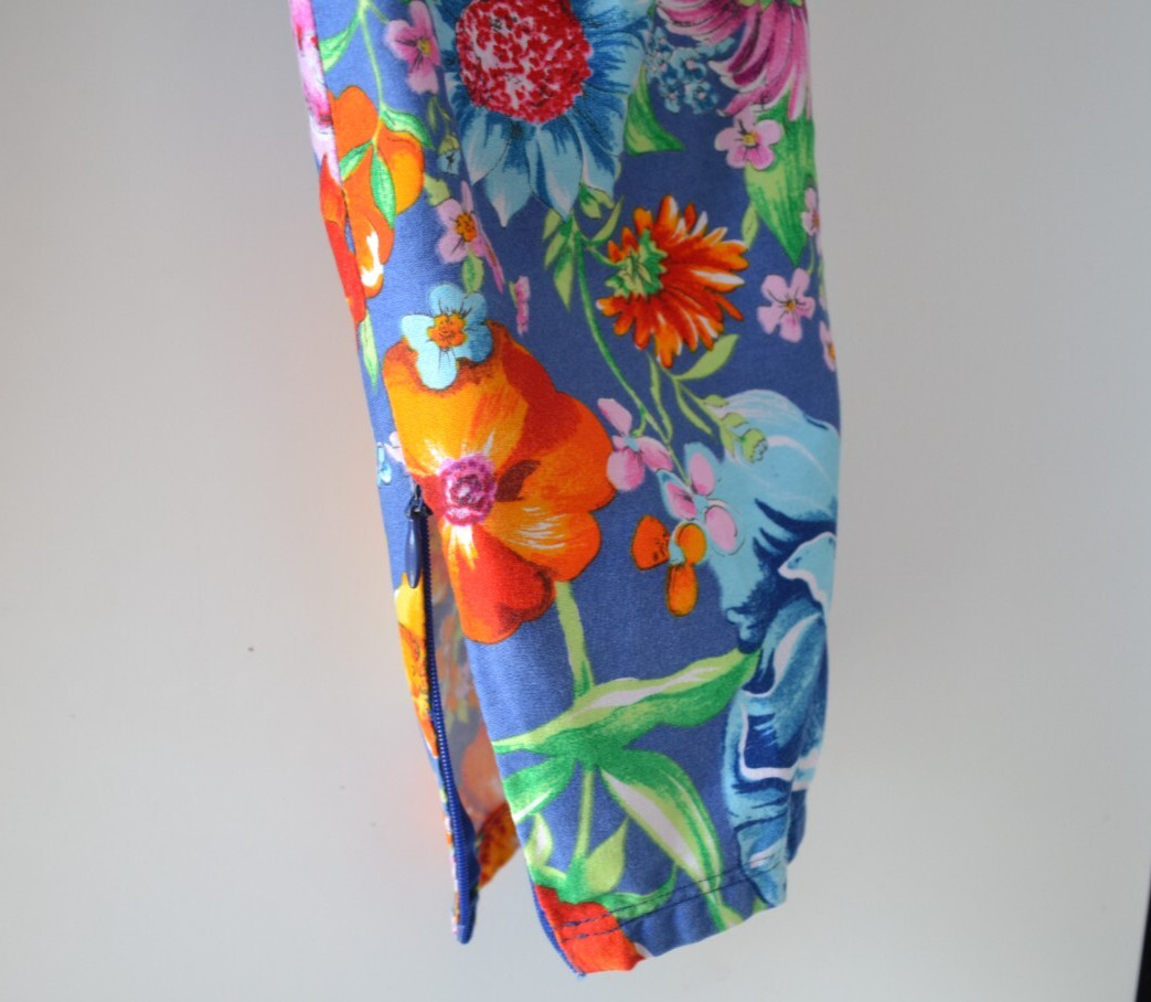 90s Vintage Womens VERSUS VERSACE Pants Flower Floral Printed Trousers Blue IT44 image 7