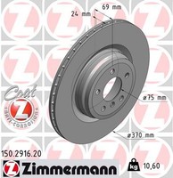 2X Bremsscheibe Coat Z Zimmermann 150.2916.20 FüR BMW F01 F07 F02 F03 F04 7Er