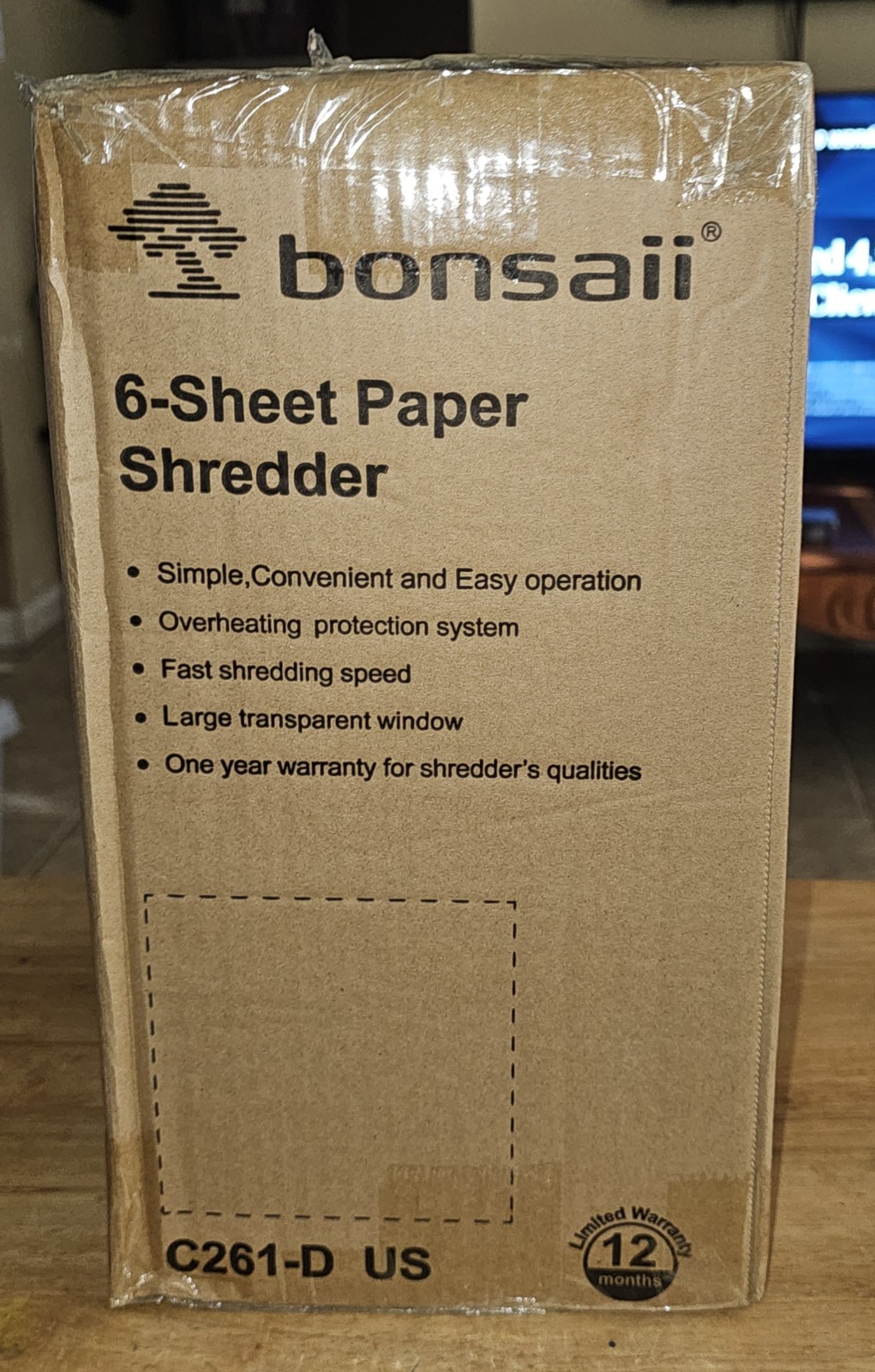 NEW Bonsaii 6-Sheet Paper Shredder Micro Cut 4.2 Gallon Bin (C261-D) NEW IN BOX