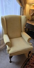 Beautiful Vintage Wingback Reupholstered Chair Mustard