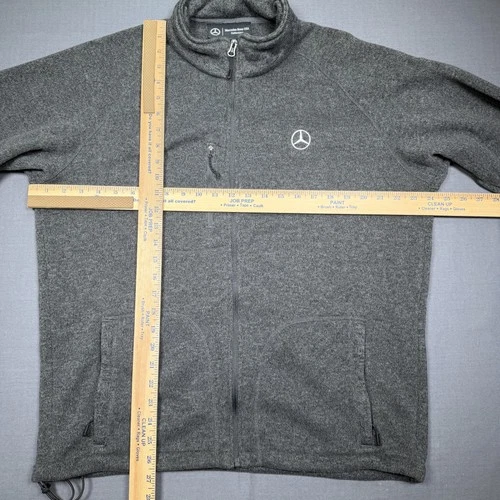 Mercedes-Benz Jacket Mens Large Gray Fleece Full Zip Stand Collar Logo Pockets image 5