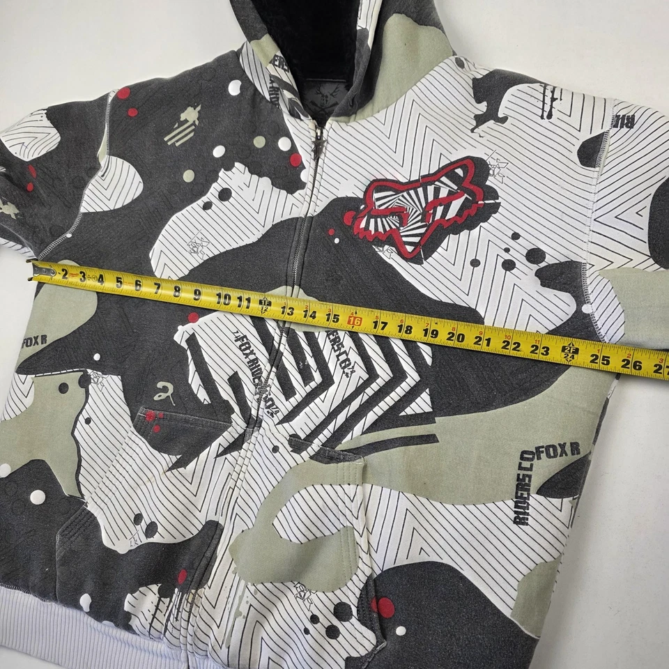 Sudadera con capucha vintage Y2K Fox Racing para hombre XL gris Sasquatch imitación piel cremallera chaqueta Foto 4 de 4