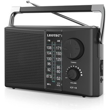 Portable AM FM Radio Battery AC Powered Big Speaker Clear Dial Earphone