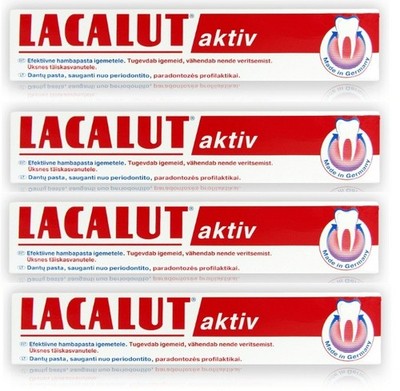 4x Lacalut Aktiv Toothpaste 75ml Bleeding Gums Daily Oral Care Germany Pack
