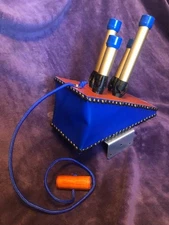 Blue bellows train whistle. railroad choo-choo signal.