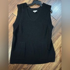 Dressbarn chunky sweater black dress 22/24 pockets costal Weatern Preppy Ribbed