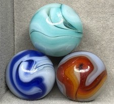 Lot Of 3 Champion Swirl Marbles .60  To .64  NM