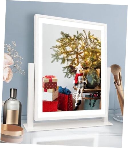 13in Lighted Makeup Mirror with Touch Control and White Frame-image