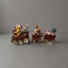 Rare Disney Choo Choo Pooh Centerpiece by Michel & Co 3 Pc Train W/ original Box