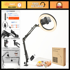 10" Dimmable LED Ring Light with Phone Stand  Remote, Adjustable Arm for Makeup