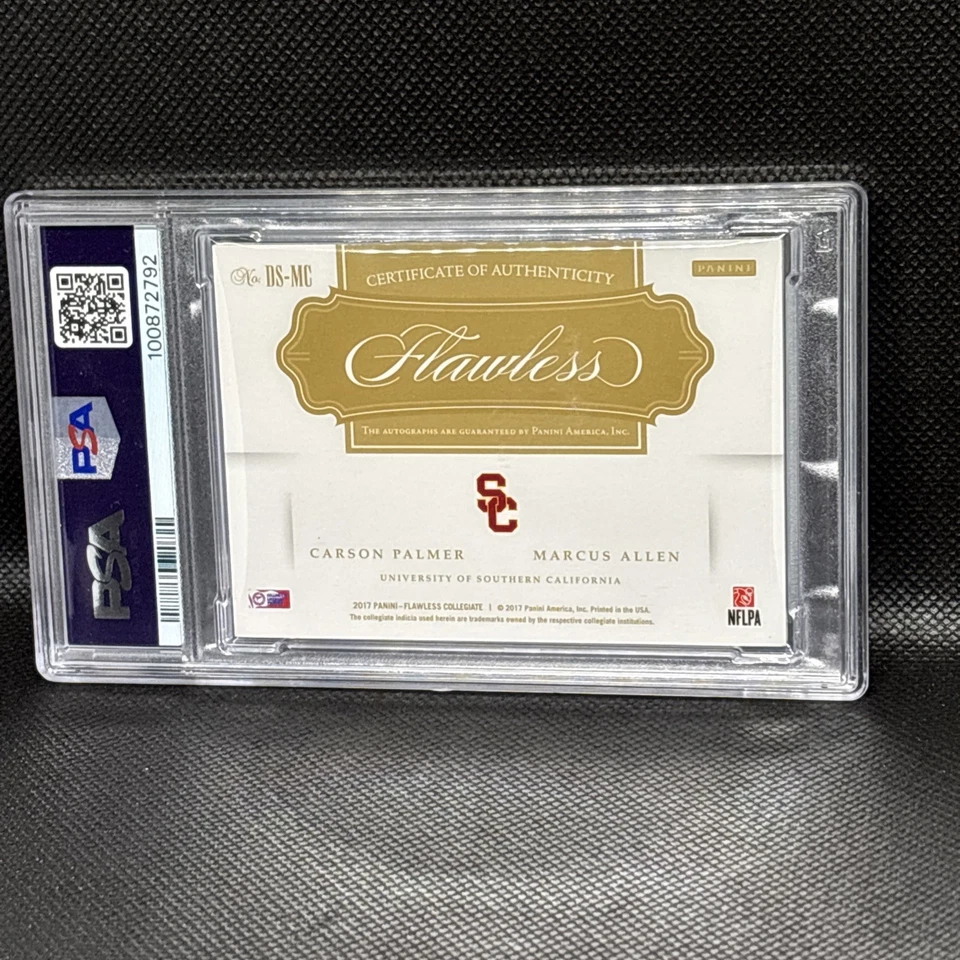 2019 PANINI FLAWLESS COLLEGIATE USC #DSMC PALMER/ALLEN UPDATE-2017 DUAL SIG-EMERALD - Imagem 2 de 2
