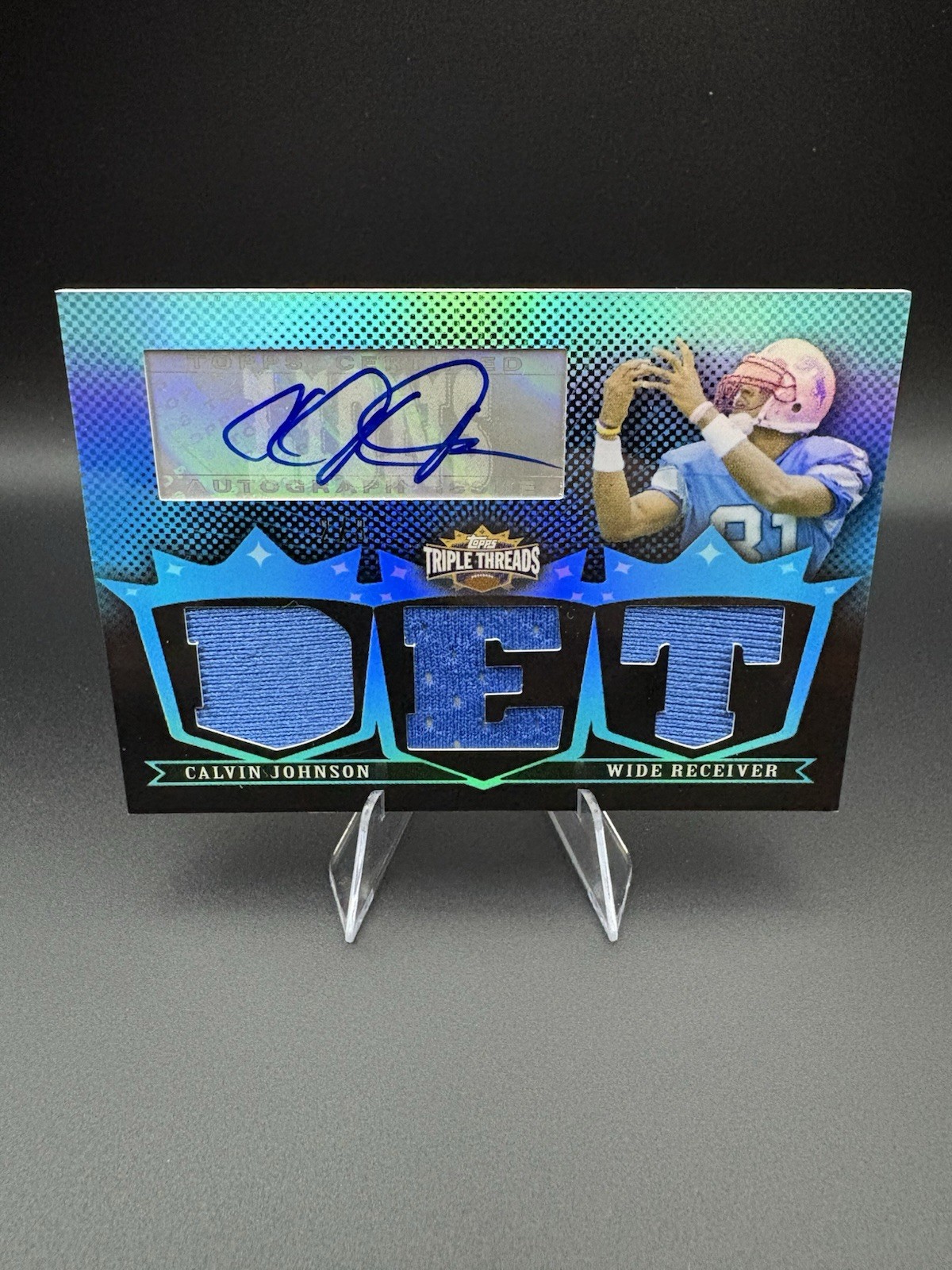 Calvin Johnson Topps Triple Threads Autograph Relic #67 Sapphire