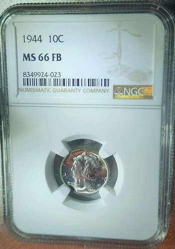 1944 Mercury SILVER Dime 10c NGS MS66 FB *FULL BANDS* Gem WHITE BLAZER